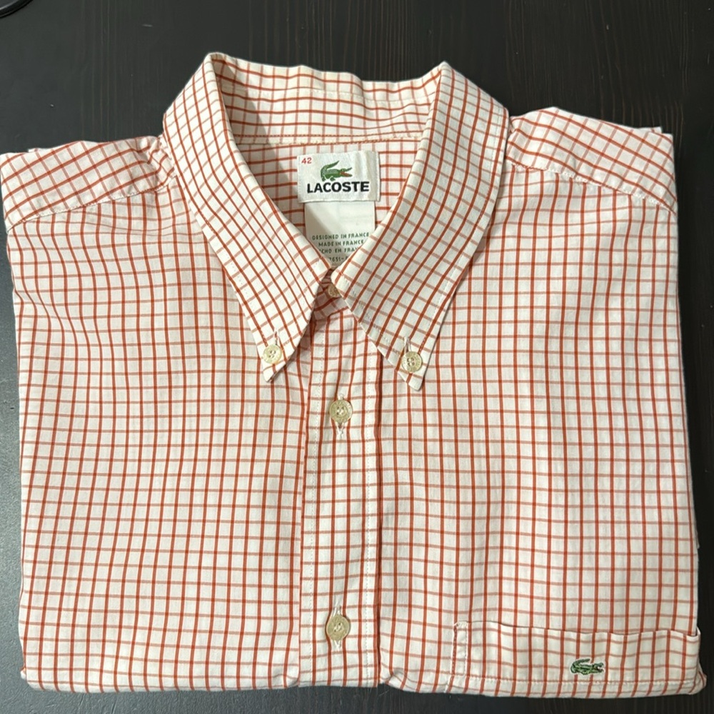 Lacoste Vintage Men’s Long Sleeve Button Down Shirt. Size 42